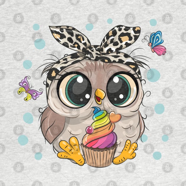 Cute owl with cupcake by Reginast777